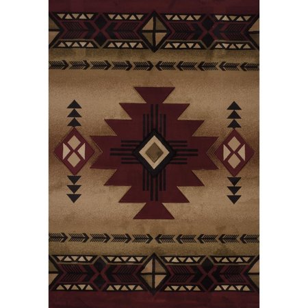 HOMERIC 5 ft. 3 in. x 7 ft. 6 in. Contours Flagstaff Area RugBurgundy HO871343